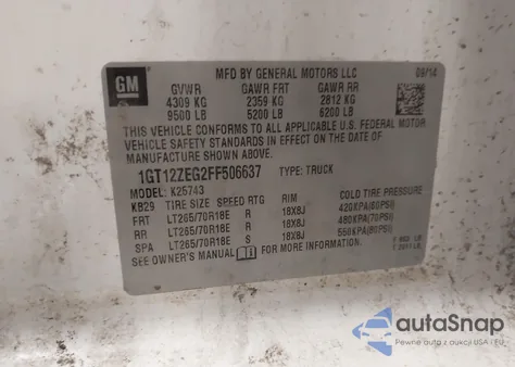 2015 GMC Sierra 2500Hd Slt from USA, damaged, VIN 1GT12ZEG2FF506637